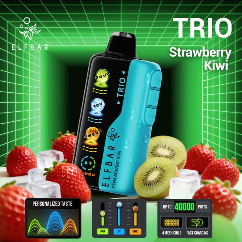 Elf Bar Trio Sour 40000 Puffs - Strawberry Kiwi - Dally Vapes