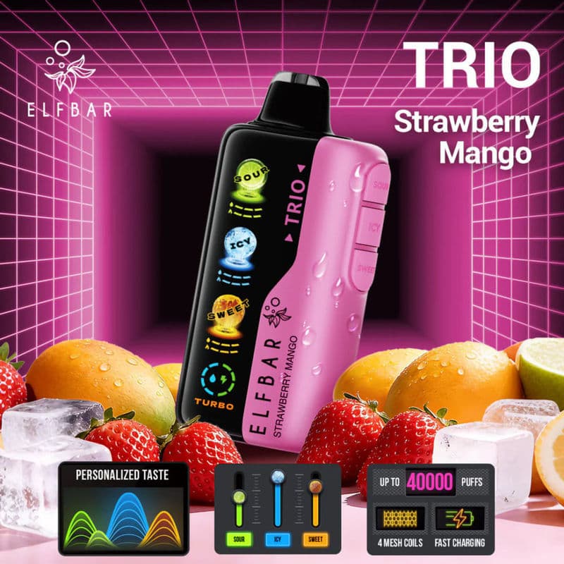 Elf Bar Trio Sour 40000 Puffs - Strawberry Mango - Dally Vapes