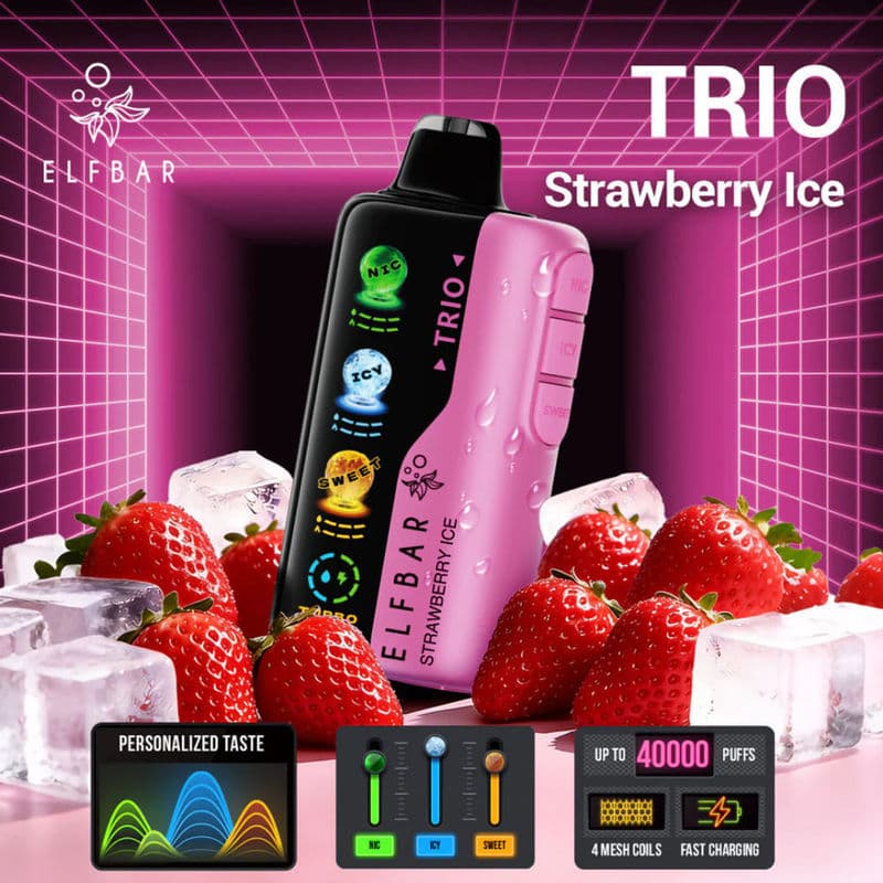 Elfbar Trio Sweet 40000 Puffs - Strawberry Ice - Dally Vapes