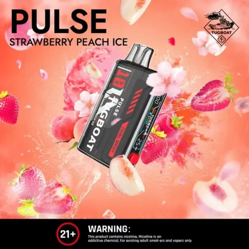 Strawberry Peach Ice-Tugboat Pulse 20000 puffs Strawberry Peach Ice-Tugboat Pulse 20000 puffs - Dally Vapes