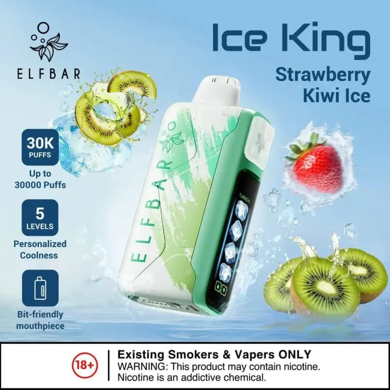 Straberry  Kiwi Ice- Elfbar Ice King 30000 Puffs Straberry  Kiwi Ice- Elfbar Ice King 30000 Puffs - Dally Vapes