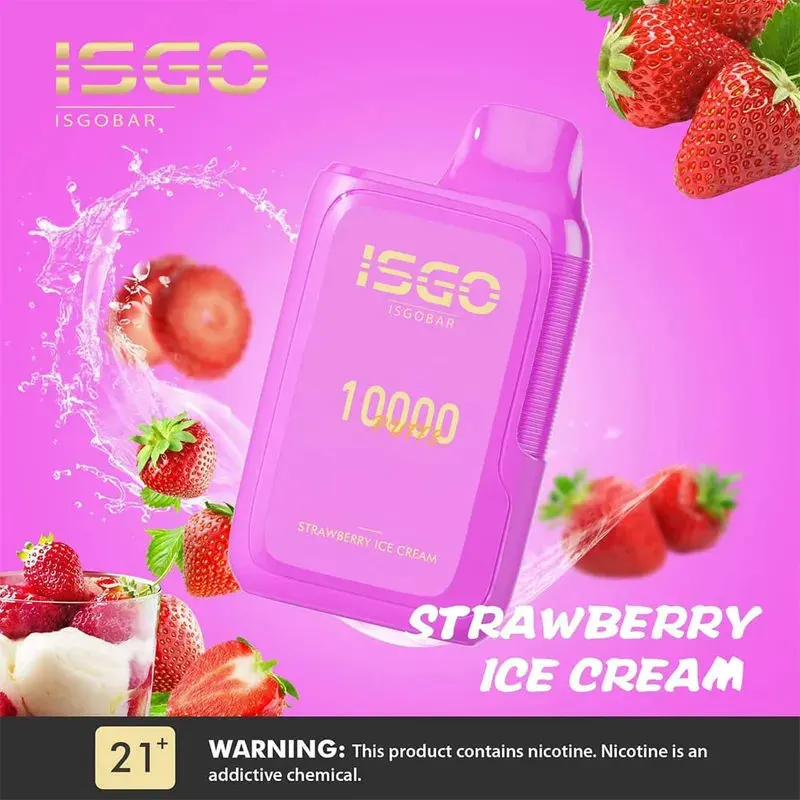 Strawberry Ice Cream-ISGO BAR 10000 Puffs Strawberry Ice Cream-ISGO BAR 10000 Puffs - Dally Vapes