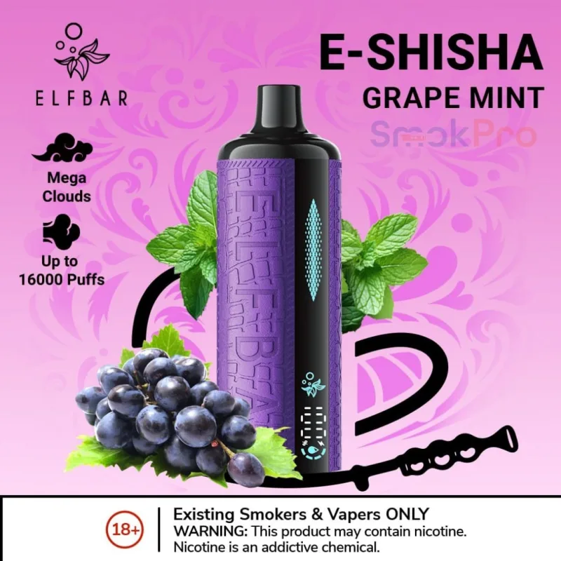 Grape Mint - Elf Bar E-Shisha 16000 Puffs Grape Mint - Elf Bar E-Shisha 16000 Puffs - Dally Vapes